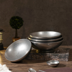 18-24cm Eco-Friendly Snowflake Gray Tableware 304 Stainless Steel Ramen Bowls Kitchen Salad Mixing Soup Bowl
