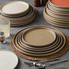 Coarse Pottery Tableware Japanese Western Food Plate Vintage Steak Plates Household Dish Plate Restaurant Hotel Pasta Plate