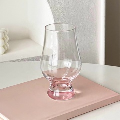 Thick Bottom Tulip Whiskey Glasses 175ml,CIRAY,Crystal Pink Color Thick Bottom Tulip Whiskey Glasses Home Modern Simple Handmade Snifter Wine Whisky Glass Set
