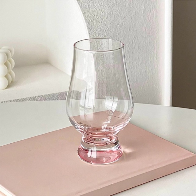 Thick Bottom Tulip Whiskey Glasses 175ml,CIRAY,Crystal Pink Color Thick Bottom Tulip Whiskey Glasses Home Modern Simple Handmade Snifter Wine Whisky Glass Set