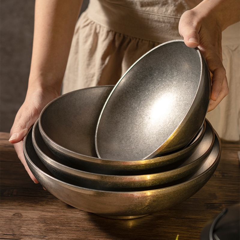 18-24cm Eco-Friendly Snowflake Gray Tableware 304 Stainless Steel Ramen Bowls Kitchen Salad Mixing Soup Bowl