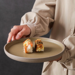 Coarse Pottery Tableware Japanese Western Food Plate Vintage Steak Plates Household Dish Plate Restaurant Hotel Pasta Plate