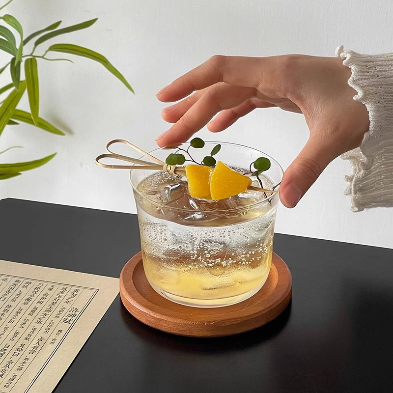 Ultra Thin Clear Stemless Classic Cocktail Glasses 300ml,CIRAY,Ultra Thin Clear Stemless Classic Cocktail Glasses with Tray for Everyday Sipping