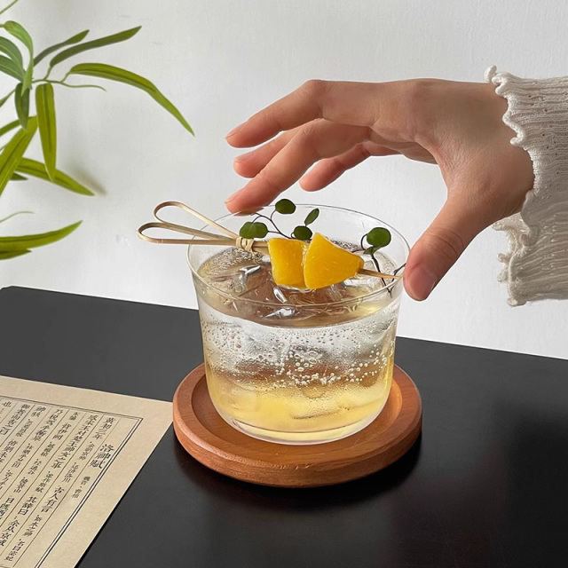 Ultra Thin Clear Stemless Classic Cocktail Glasses 300ml,CIRAY,Ultra Thin Clear Stemless Classic Cocktail Glasses with Tray for Everyday Sipping