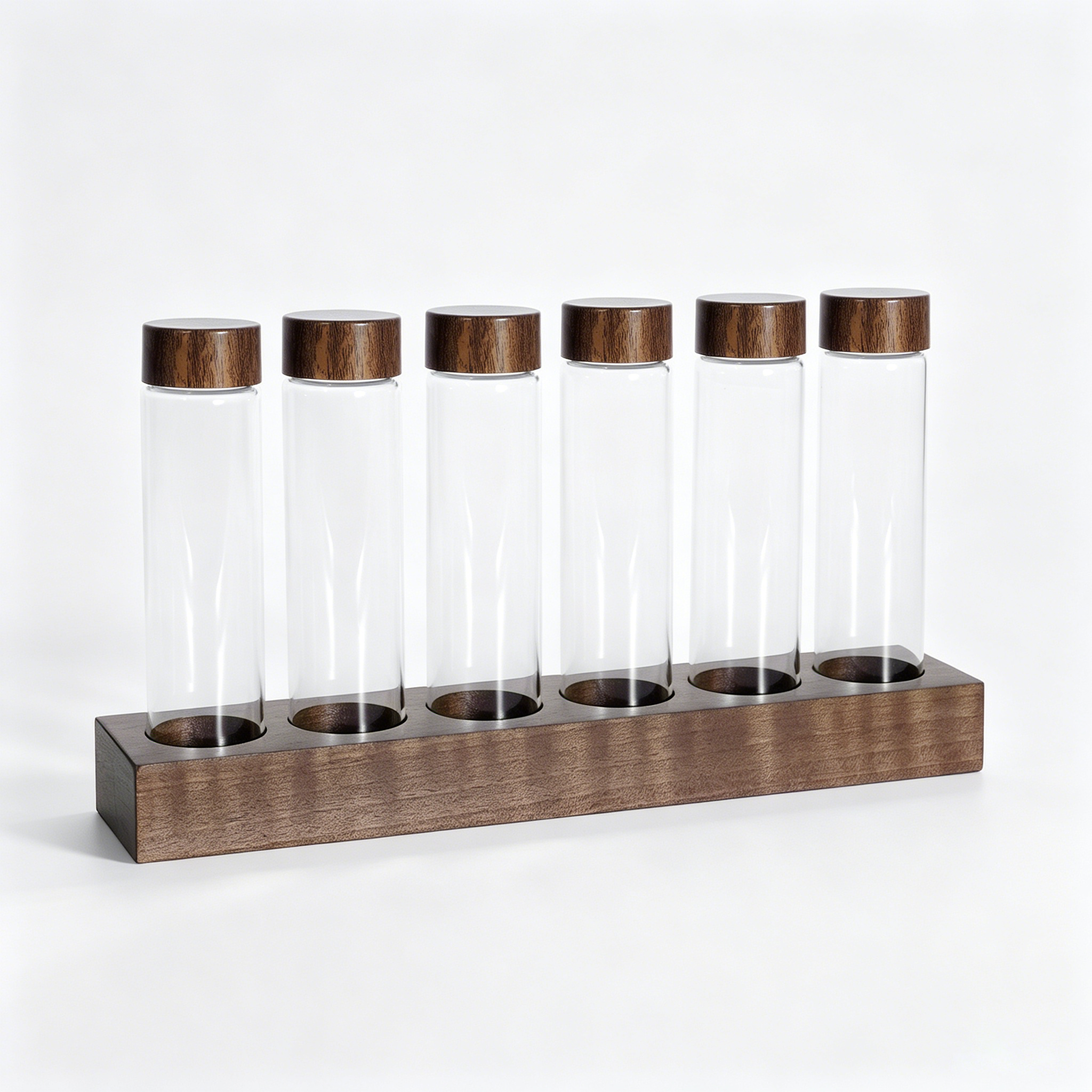 Tube for Coffee Beans 29.7*122.5mm,CIRAY,Round Bottom Borosilicate Glass Tube for Coffee Beans Spice Display with Airtight Wood Lid and Holder