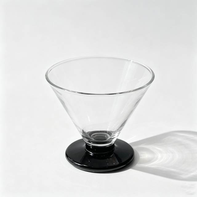 Cocktail Martini Glasses180ml,CIRAY,Unique Funell Shaped Clear Martini Glass Stemless Black Flat Bottom Ice Cream Cups Juice Cocktail Martini Wine Glasses Weddin