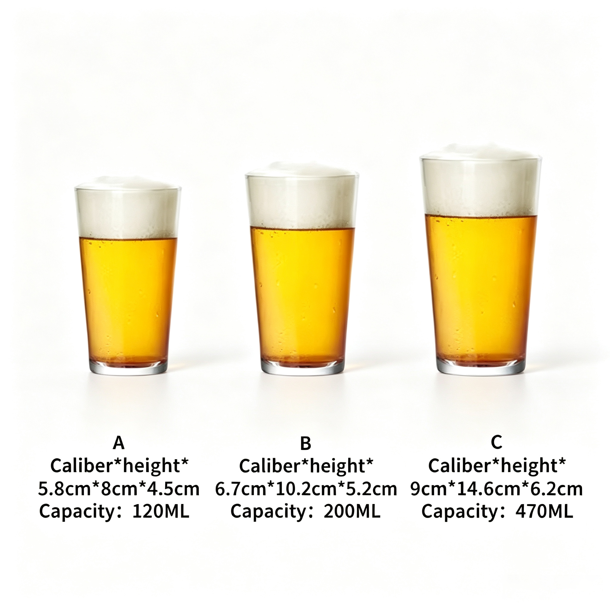 Craft Beer Glasses 120ml/200ml/470ml,CIRAY,High-quality Classic Pint Craft Beer Glasses Custom logo Glass Cup Beer Mug  Drinking Glasses Custom Beer Glass for Bar