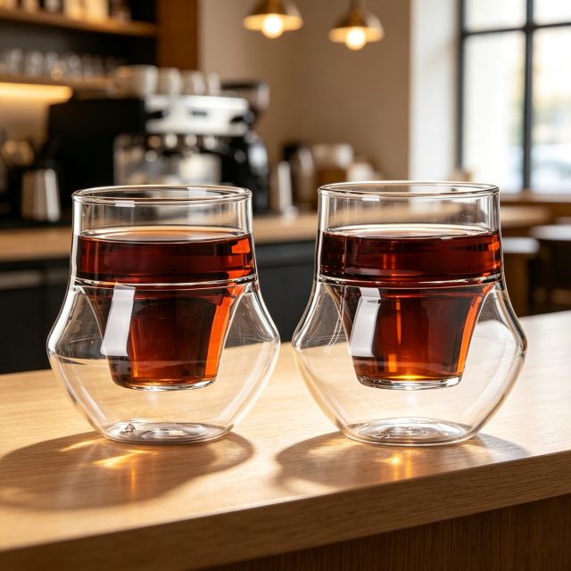 High Borosilicate Double Wall Coffee Cups 100ml,CIRAY,100ml Eco-friendly High Borosilicate Clear Double Wall Glass Coffee Cups