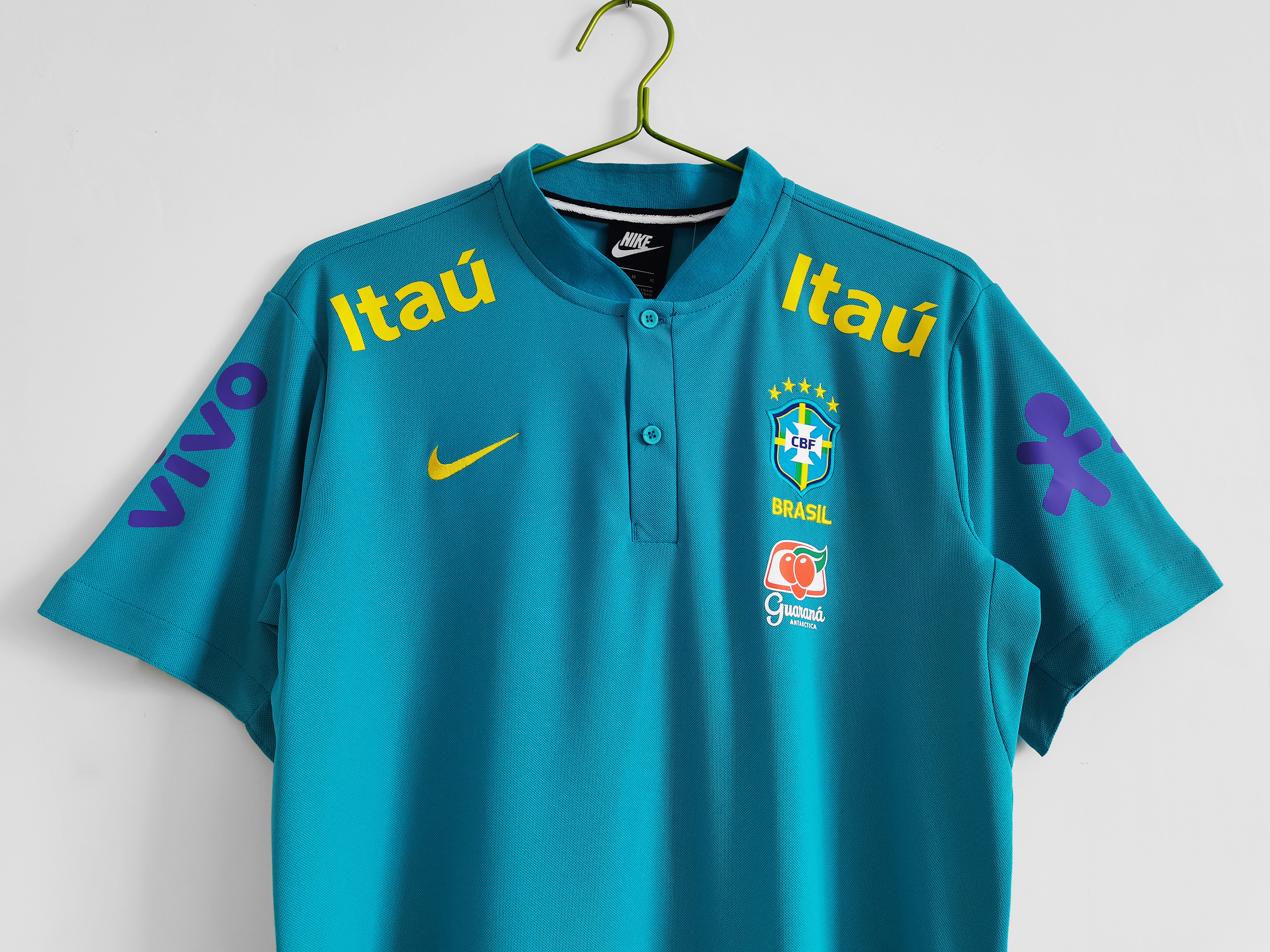 2021 Brazil Lake blue training uniform Fan version polo