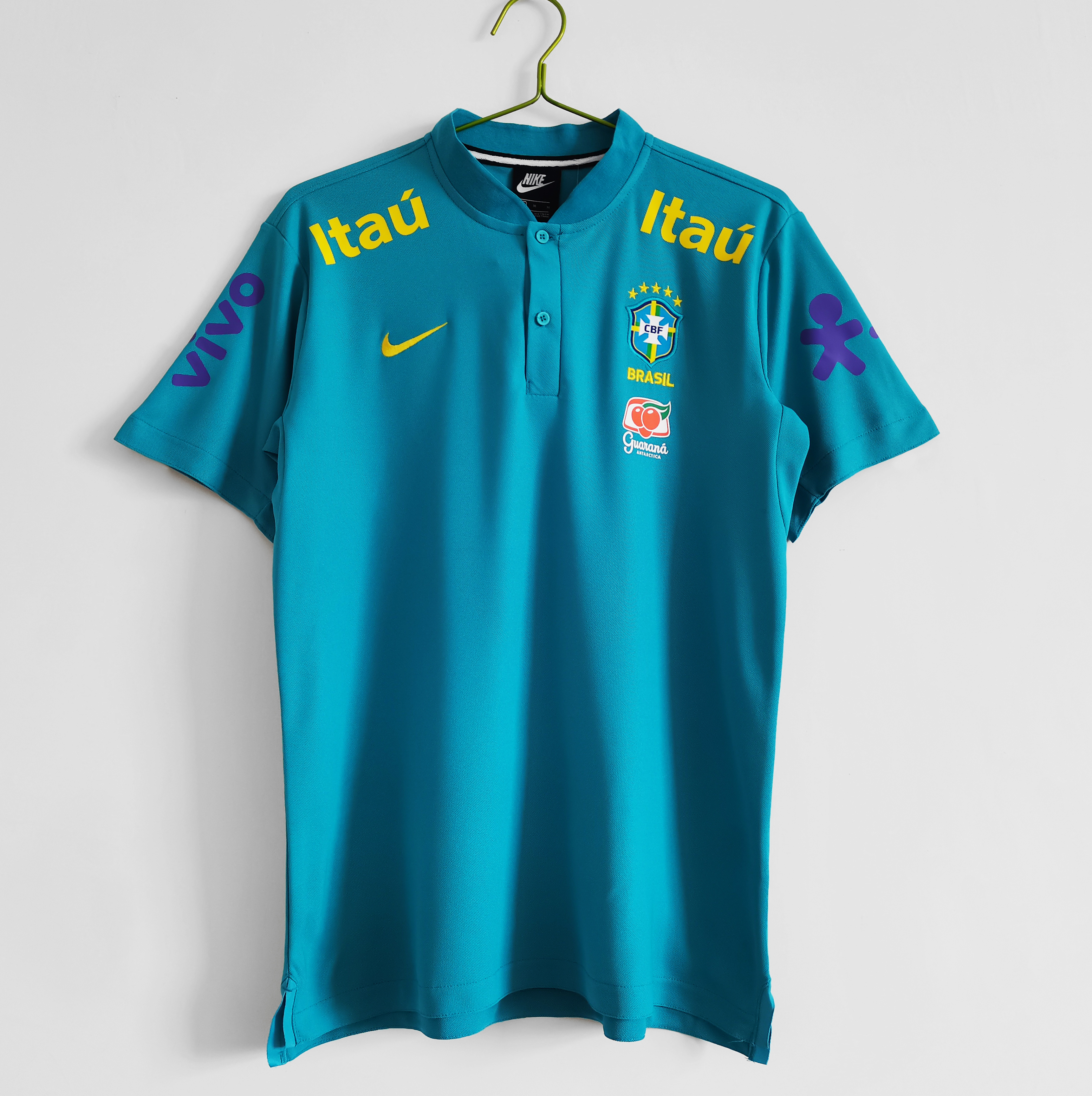 2021 Brazil Lake blue training uniform Fan version polo