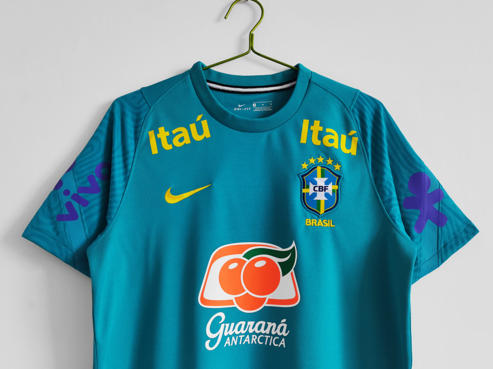 2021 Brazil Lake blue training uniform Fan version