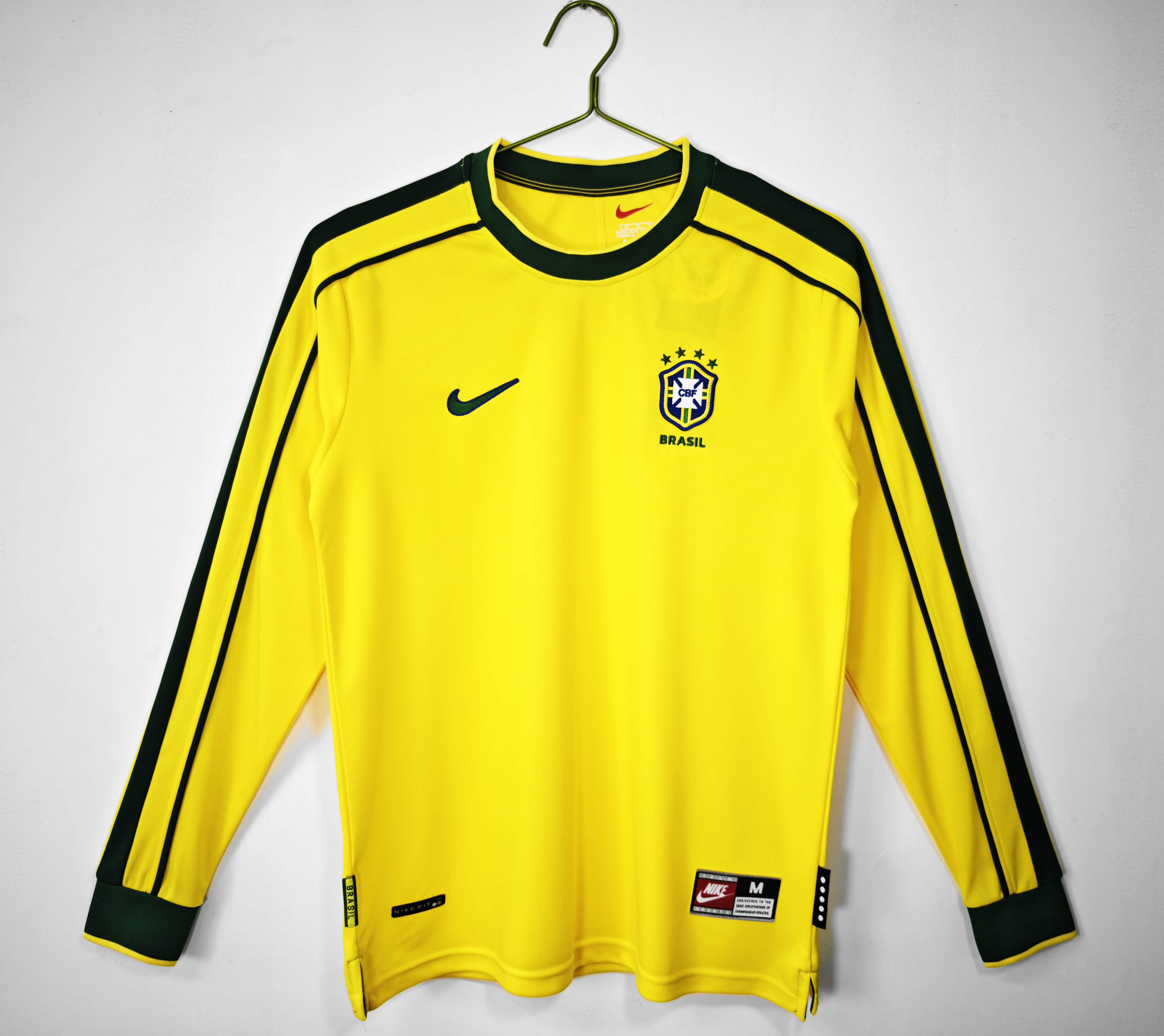 1998 Brazil home retro Fan version Long sleeves