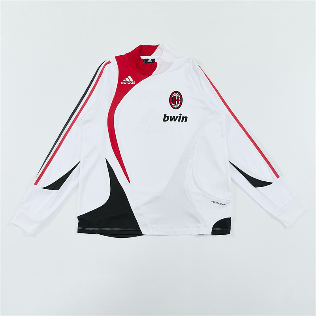 2007 08 AC Milan retro White adult man tracksuit Training top best soccer football jerseys half zipper