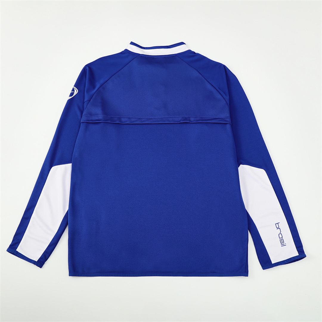 2002 retro Brazil Bright blue adult man tracksuit Training top best soccer football jerseys half zipper