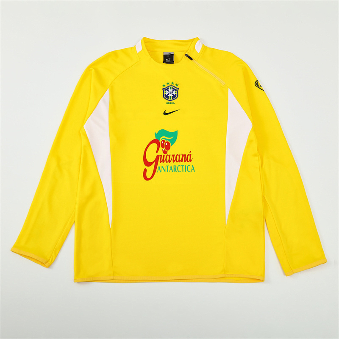 2002 retro Brazil yellow adult man tracksuit Training top best soccer football jerseys half zipper