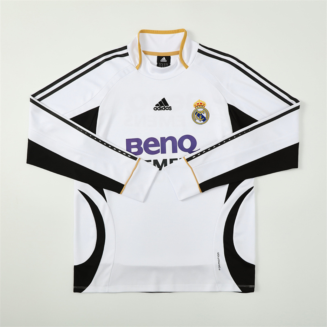 2006 07 Real Madrid retro White adult man tracksuit Training top best soccer football jerseys half zipper