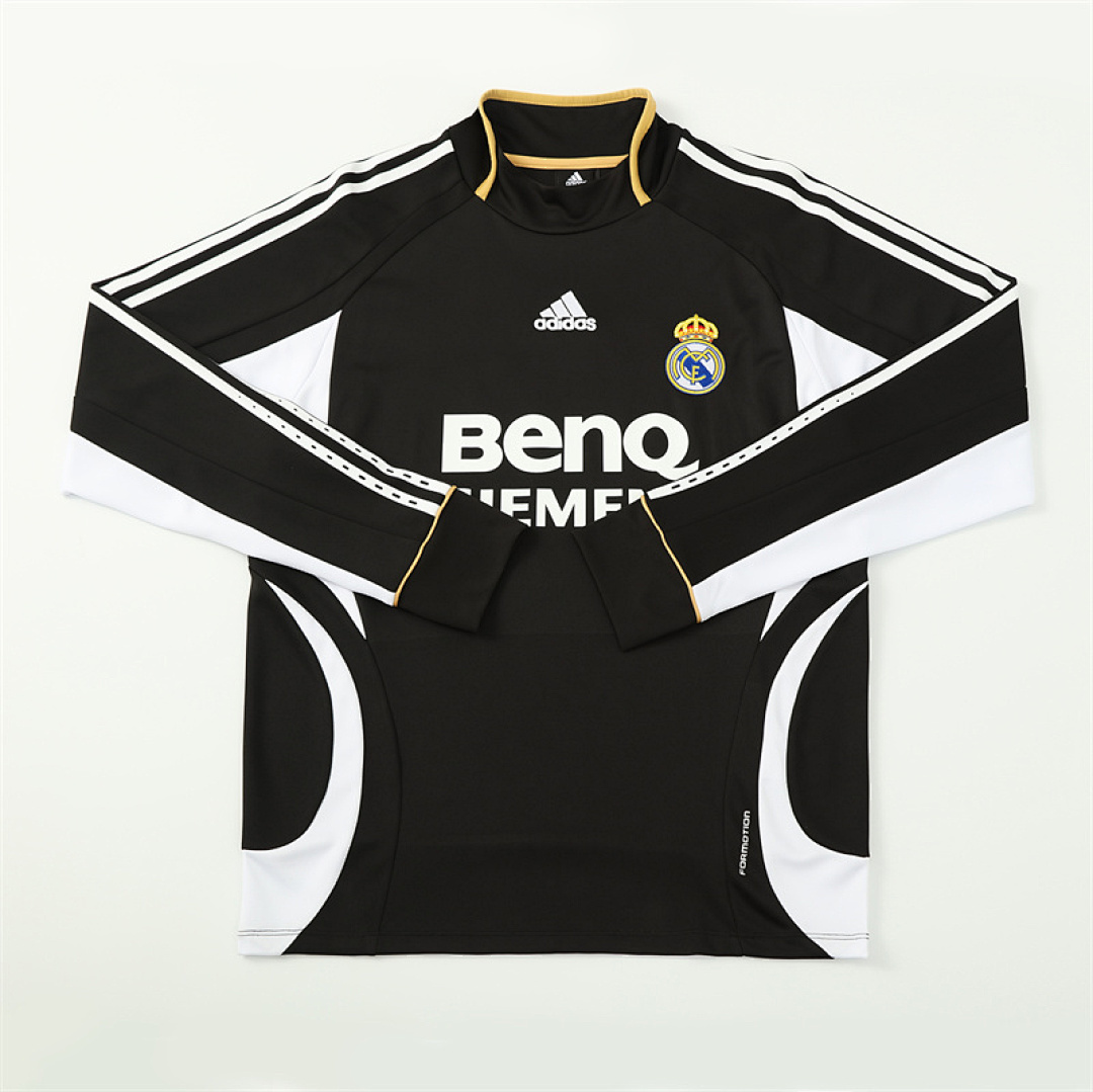 2006 07 Real Madrid retro black adult man tracksuit Training top best soccer football jerseys half zipper