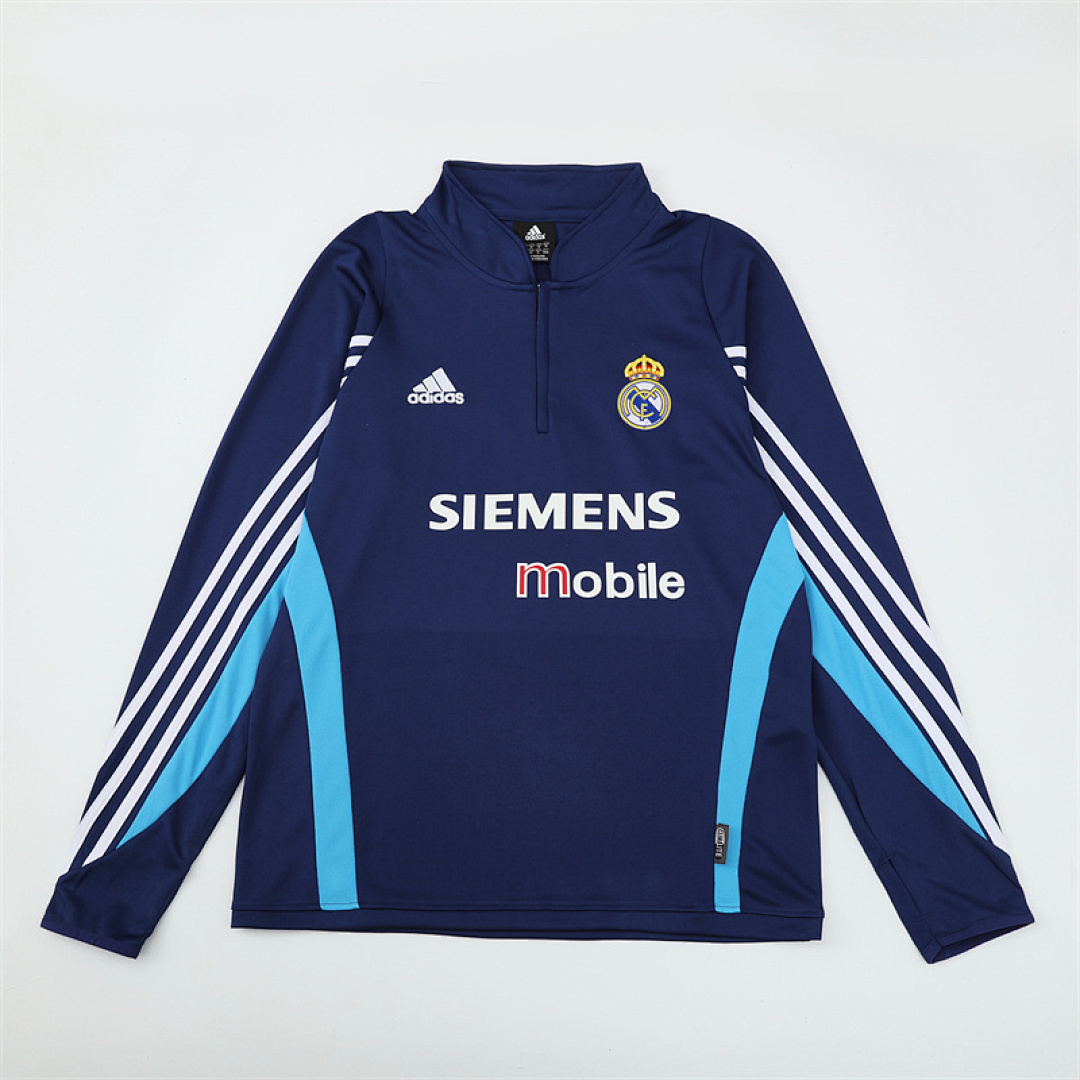 2003 04 Real Madrid retro Royal blue adult man tracksuit Training top best soccer football jerseys half zipper