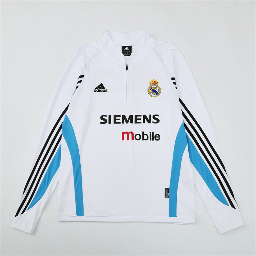 2003 04 Real Madrid retro White adult man tracksuit Training top best soccer football jerseys half zipper