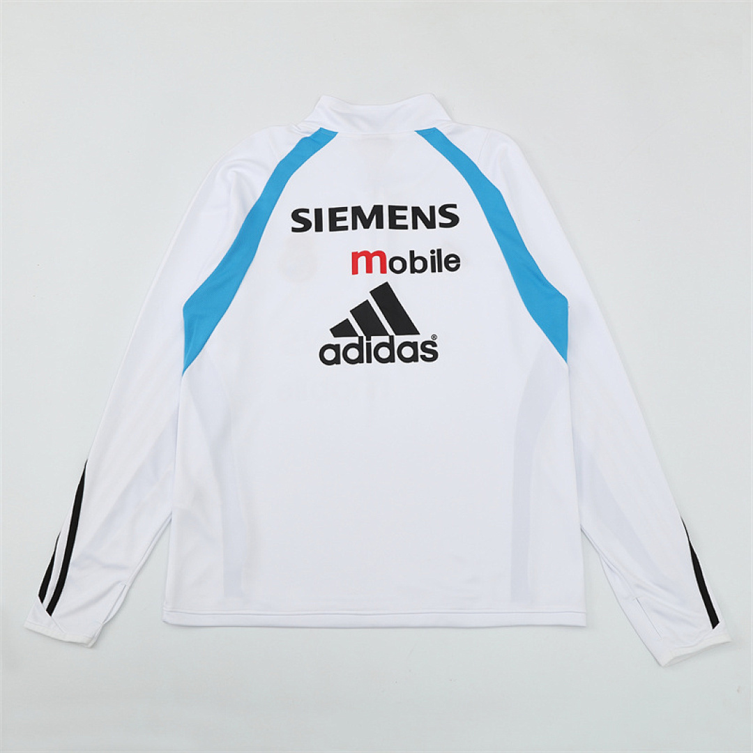 2003 04 Real Madrid retro White adult man tracksuit Training top best soccer football jerseys half zipper
