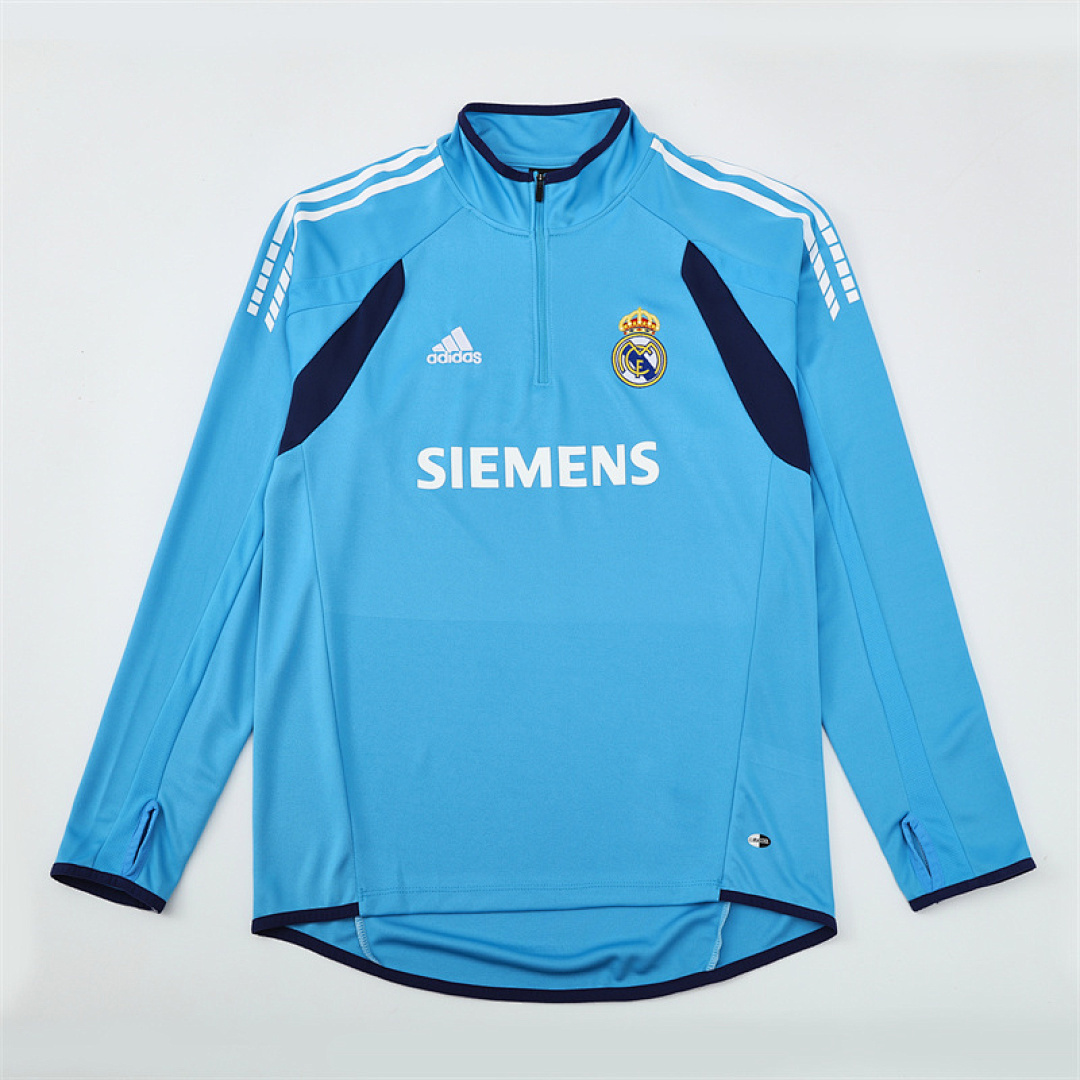 2005 06 Real Madrid retro Light gray adult man tracksuit Training top best soccer football jerseys half zipper
