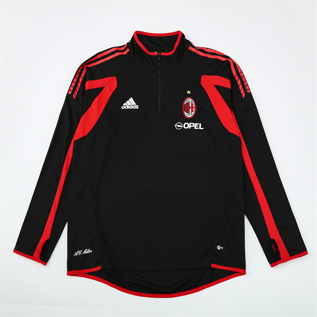 2005 06 AC Milan retro black adult man tracksuit Training top best soccer football jerseys half zipper