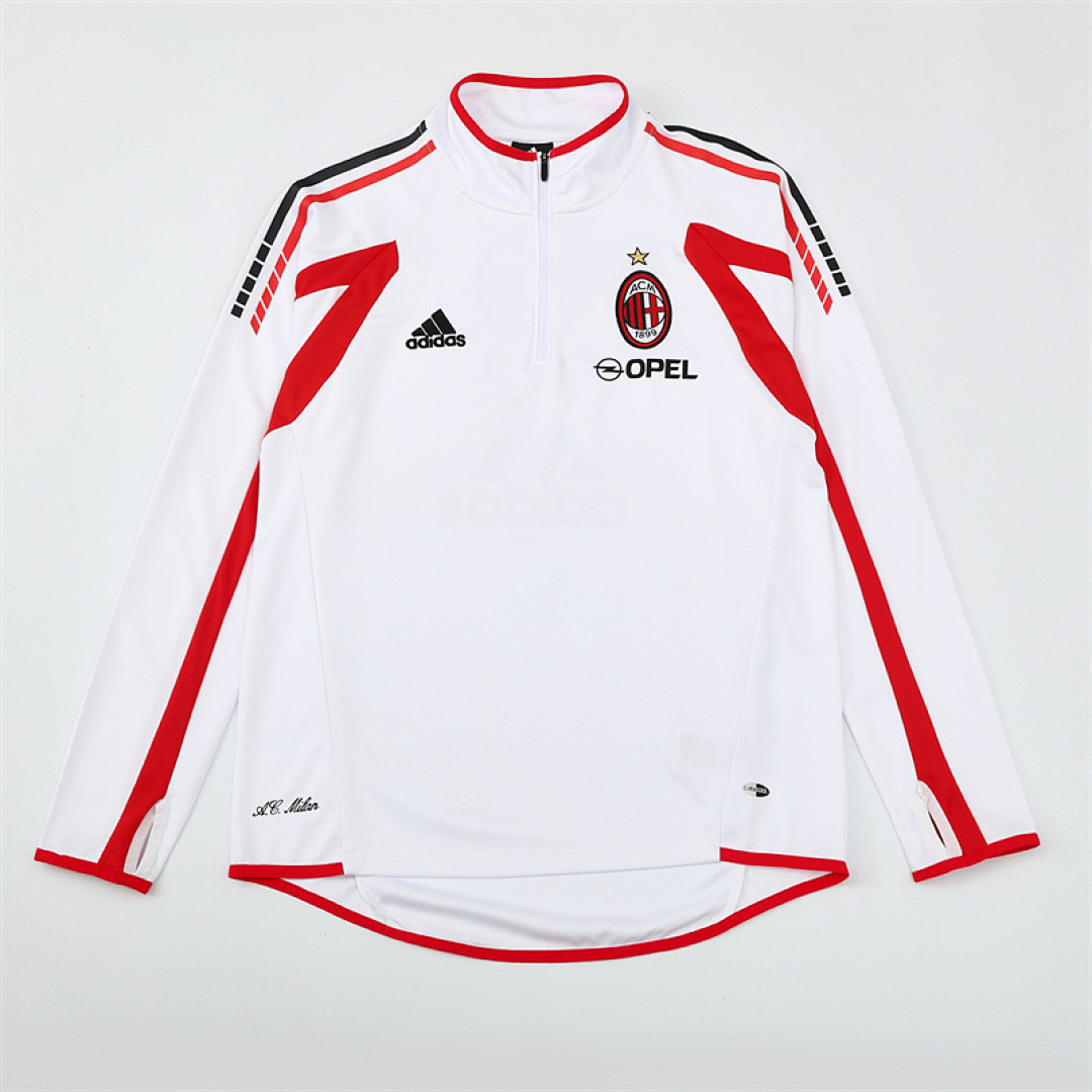 2005 06 AC Milan retro White adult man tracksuit Training top best soccer football jerseys half zipper