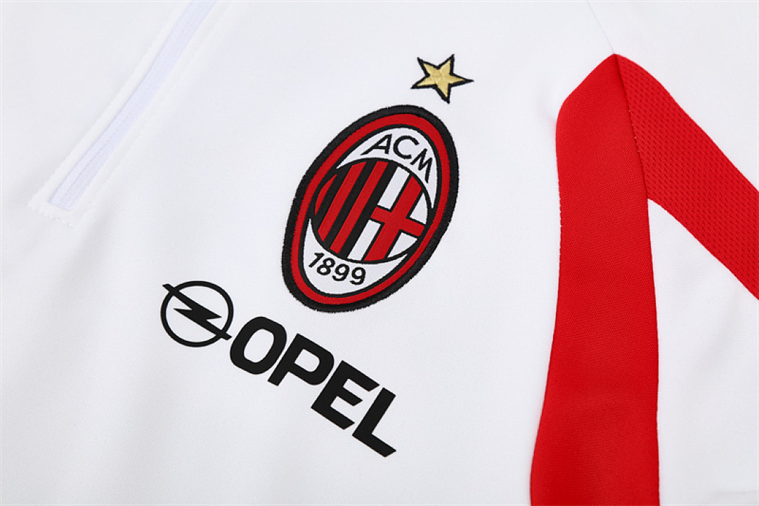 2005 06 AC Milan retro White adult man tracksuit Training top best soccer football jerseys half zipper
