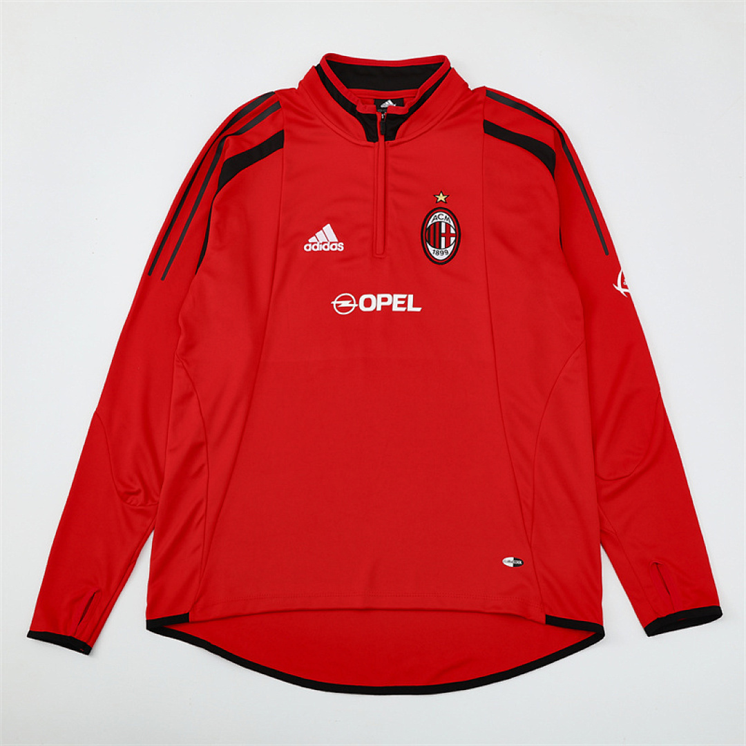 2004 05 AC Milan retro red adult man tracksuit Training top best soccer football jerseys half zipper