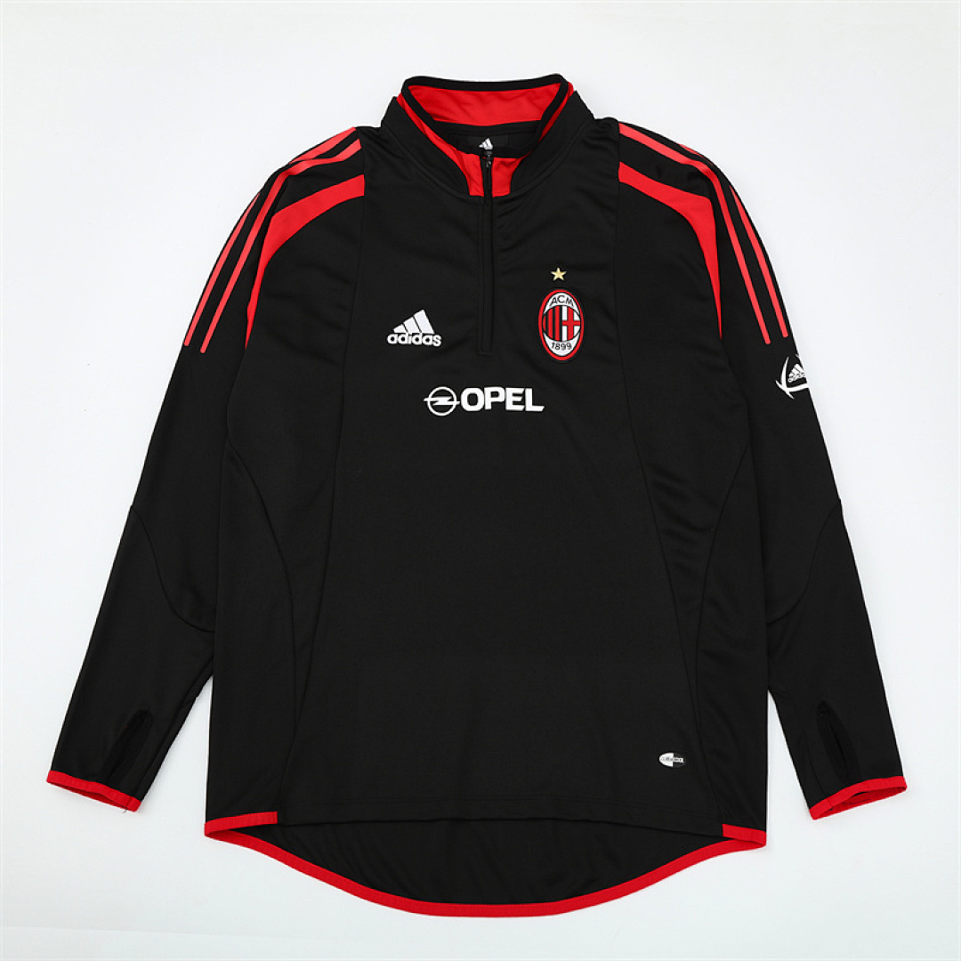 2004 05 AC Milan retro black adult man tracksuit Training top best soccer football jerseys half zipper