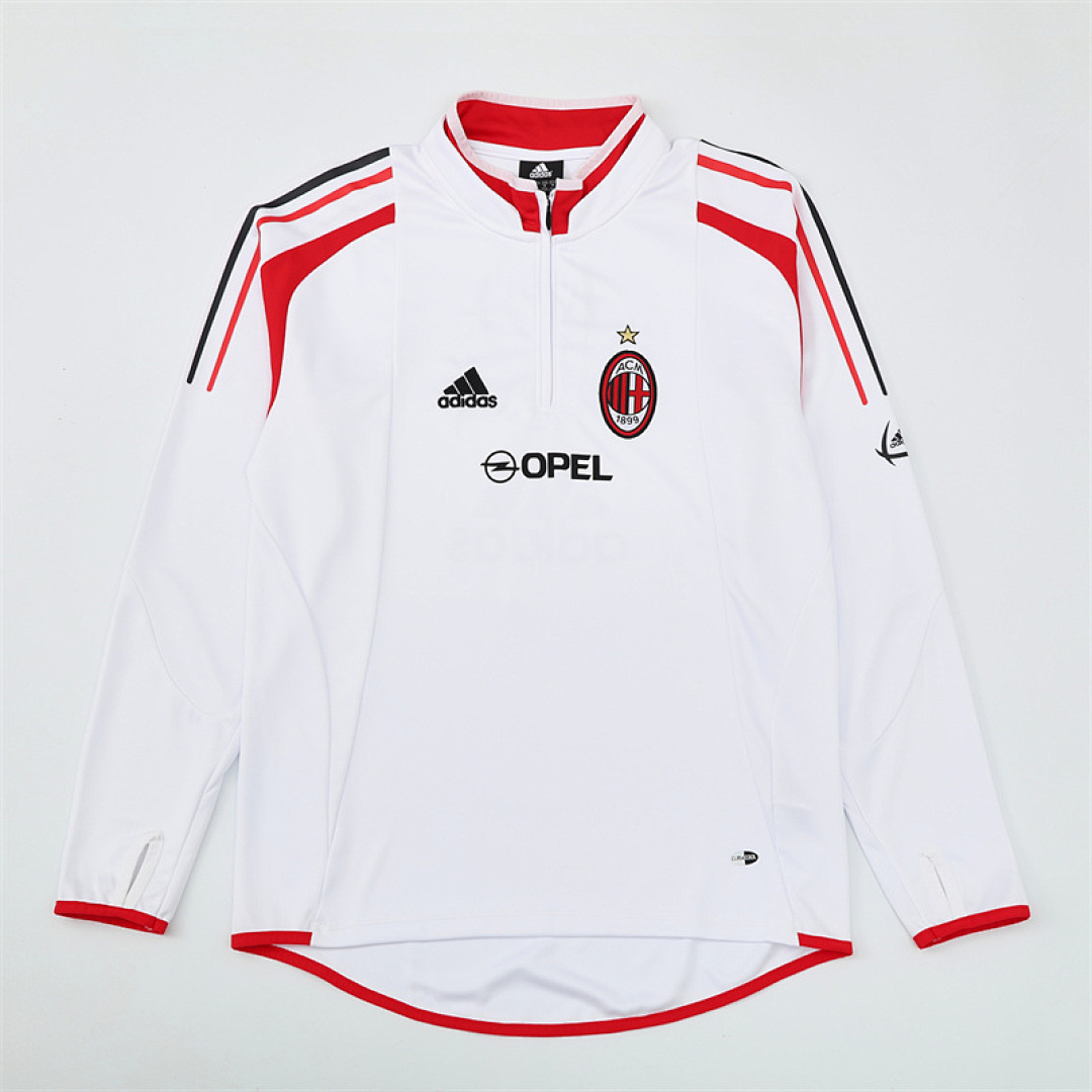 2004 05 AC Milan retro White adult man tracksuit Training top best soccer football jerseys half zipper