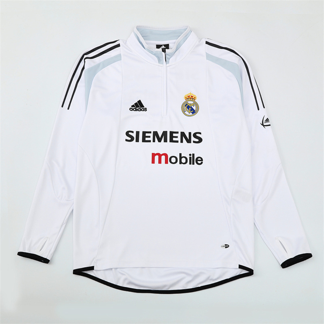 2004 05 Real Madrid retro White adult man tracksuit Training top best soccer football jerseys half zipper
