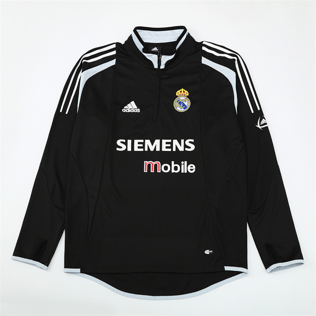 2004 05 Real Madrid retro black adult man tracksuit Training top best soccer football jerseys half zipper