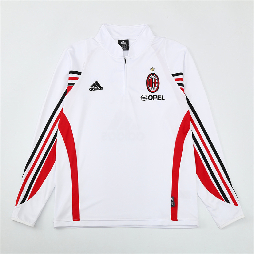 2003 04 AC Milan retro White adult man tracksuit Training top best soccer football jerseys half zipper