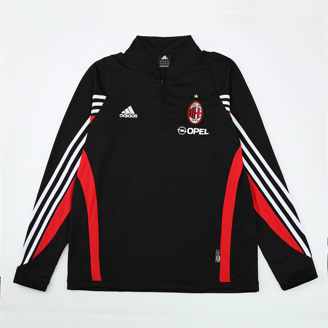 2003 04 AC Milan retro black adult man tracksuit Training top best soccer football jerseys half zipper