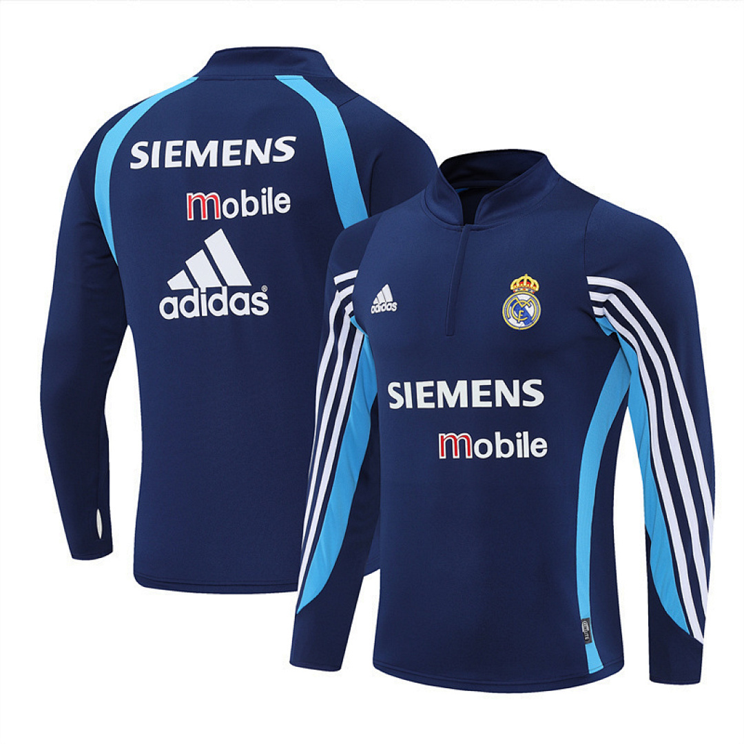 2003 04 Real Madrid retro Royal blue adult man tracksuit Training top best soccer football jerseys half zipper