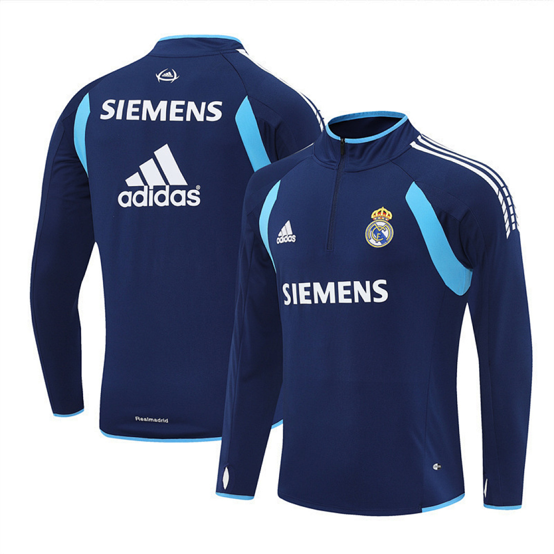2005 06 Real Madrid retro Royal blue adult man tracksuit Training top best soccer football jerseys half zipper