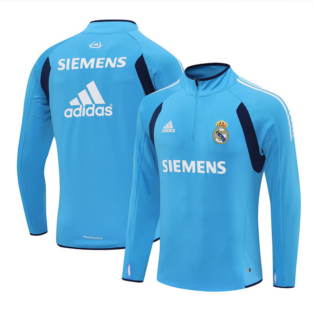 2005 06 Real Madrid retro Light gray adult man tracksuit Training top best soccer football jerseys half zipper