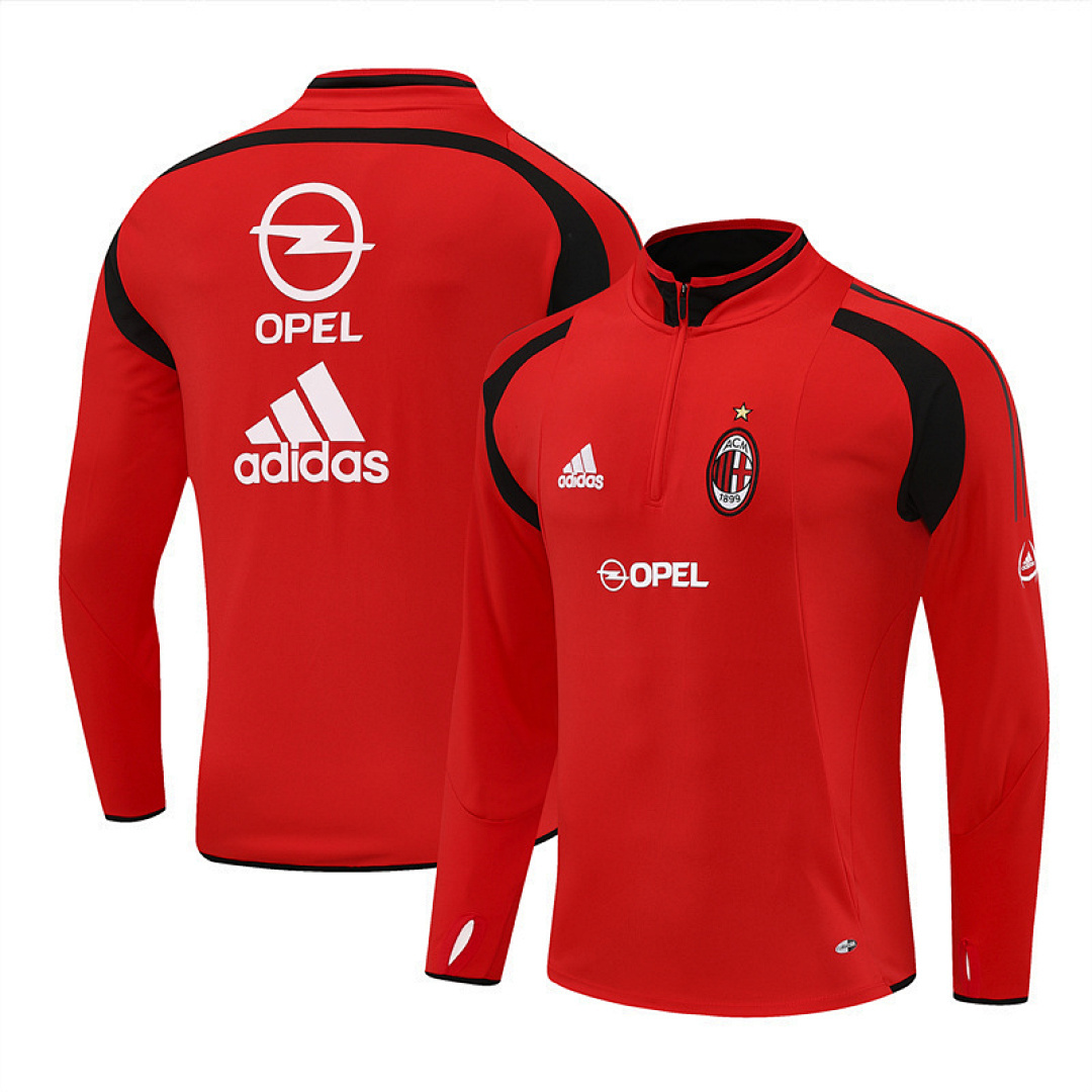 2004 05 AC Milan retro red adult man tracksuit Training top best soccer football jerseys half zipper