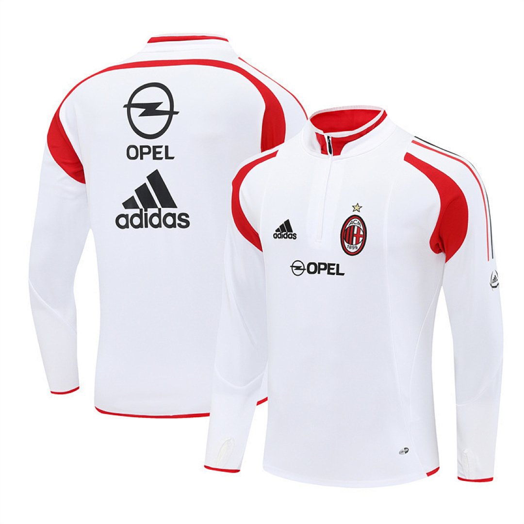 2004 05 AC Milan retro White adult man tracksuit Training top best soccer football jerseys half zipper