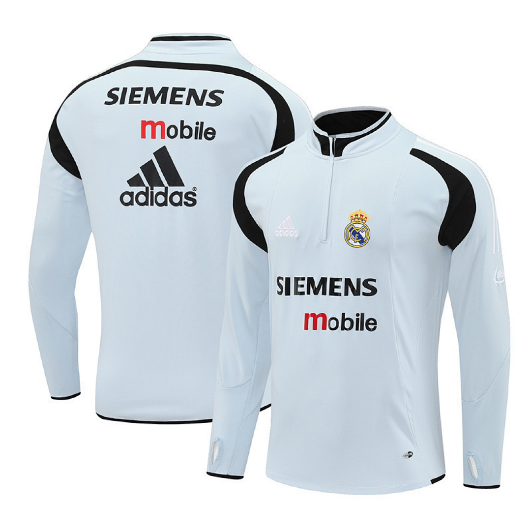 2004 05 Real Madrid retro Light gray adult man tracksuit Training top best soccer football jerseys half zipper
