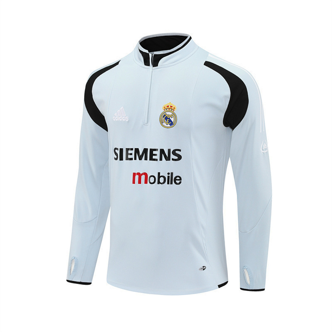 2004 05 Real Madrid retro Light gray adult man tracksuit Training top best soccer football jerseys half zipper
