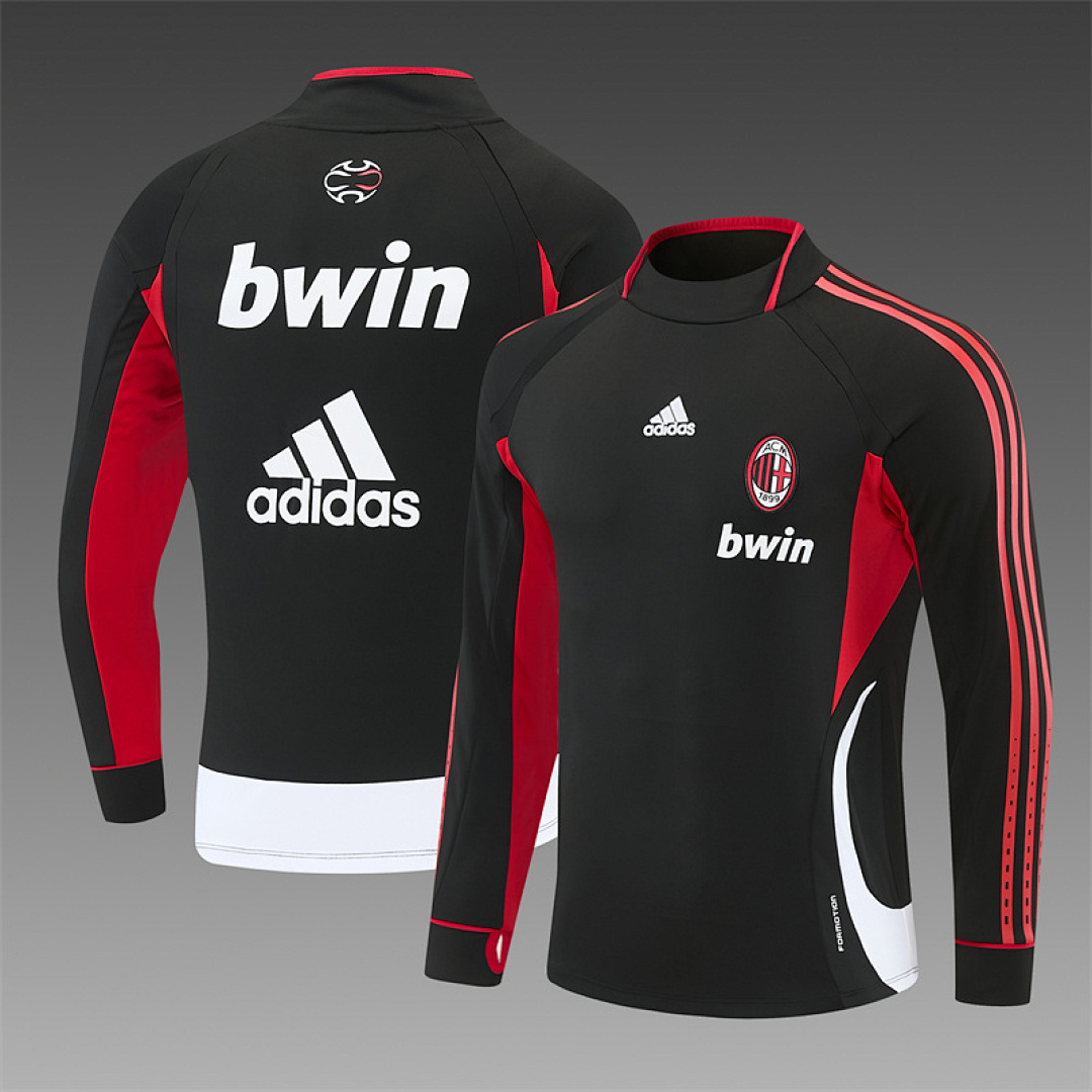 2006 07 AC Milan retro black adult man tracksuit Training top best soccer football jerseys half zipper