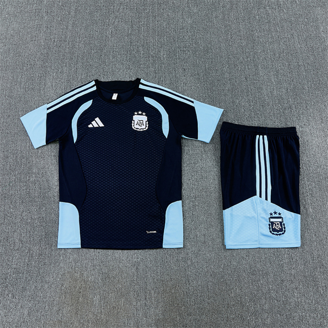 2026 Argentina Training clothes suit Short sleeve Fan version Royal blue