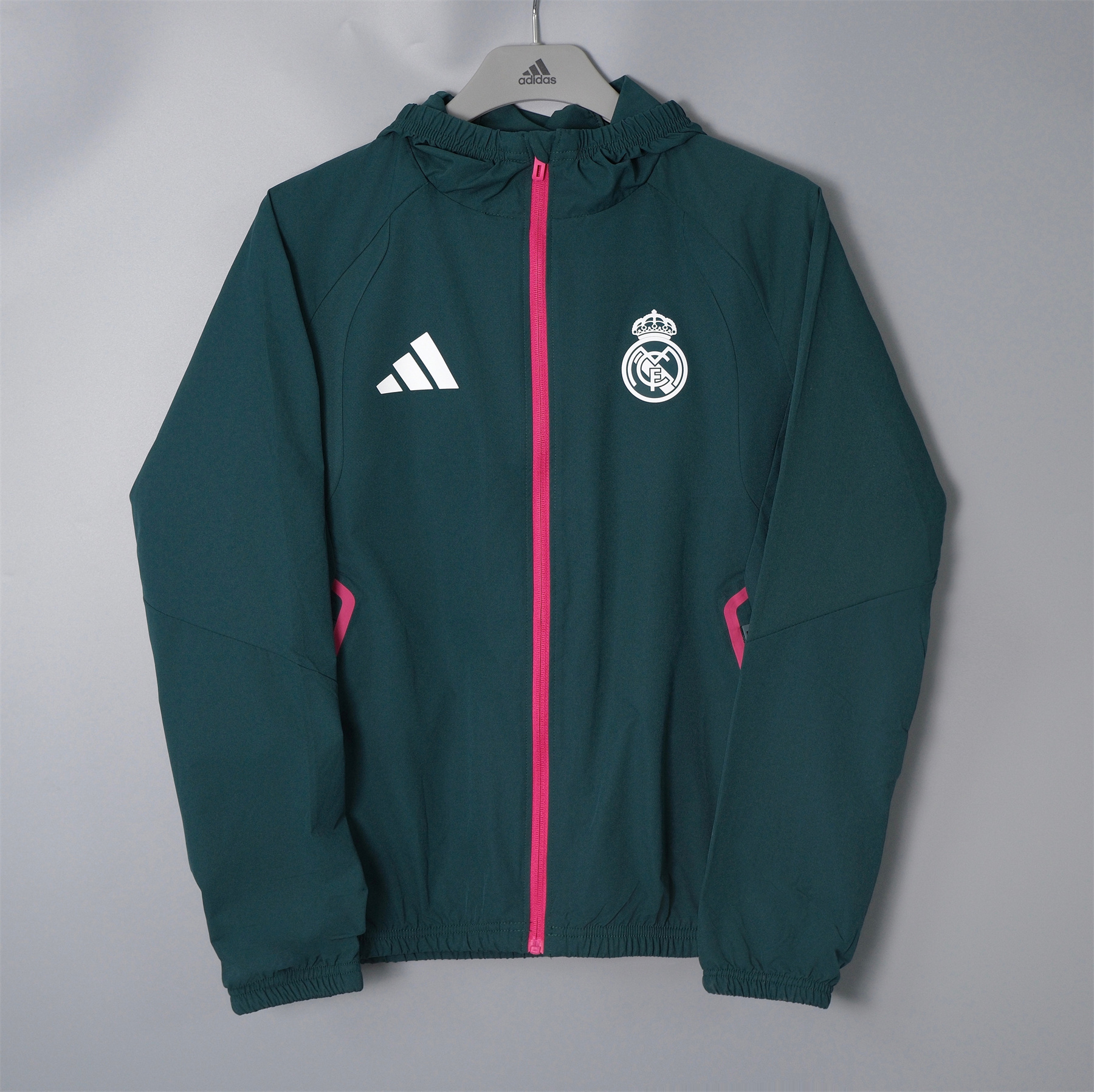 2006 07 Real Madrid  windbreaker Hooded jacket soccer jersey Dark green