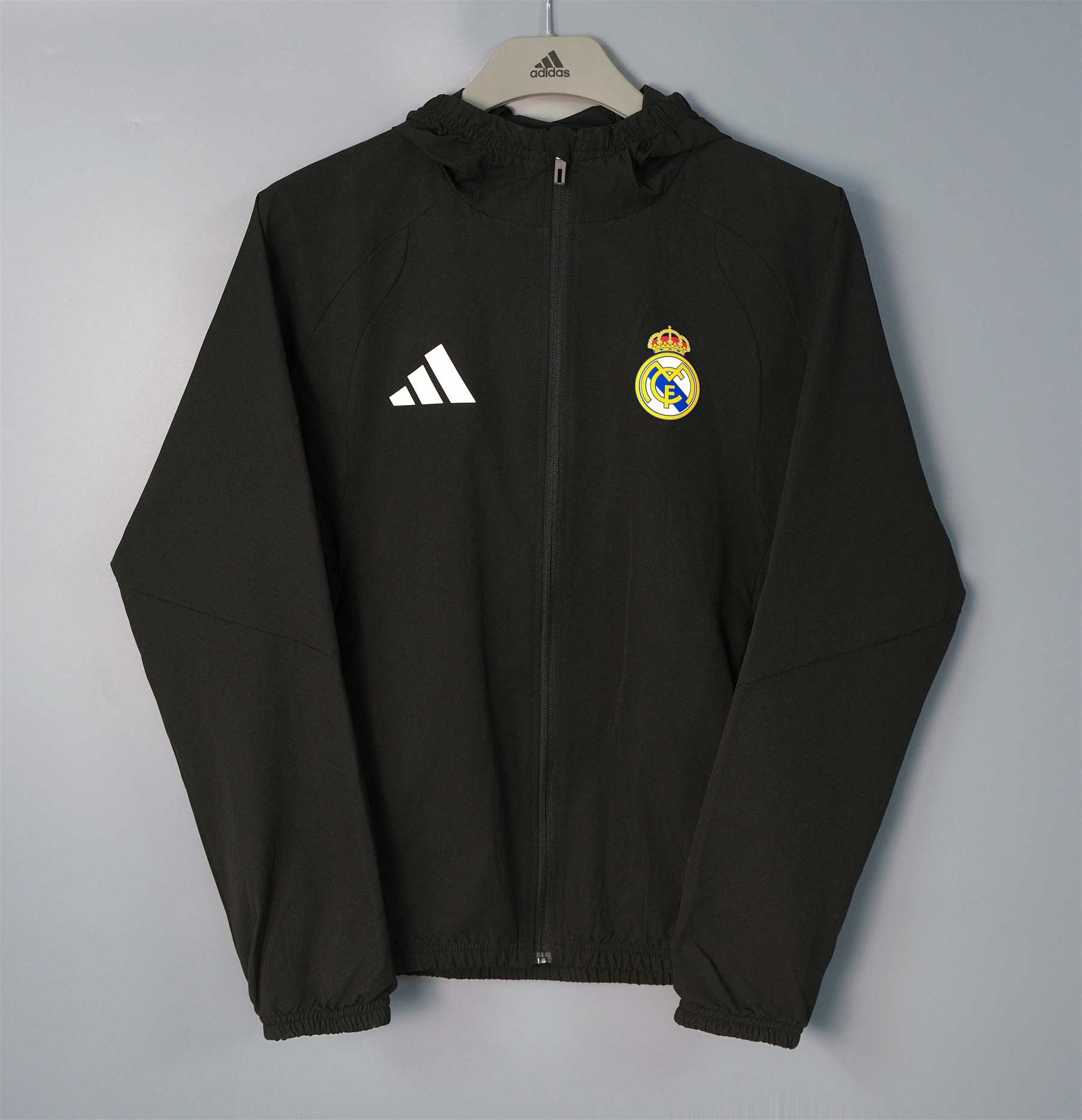 2006 07 Real Madrid  windbreaker Hooded jacket soccer jersey All-black