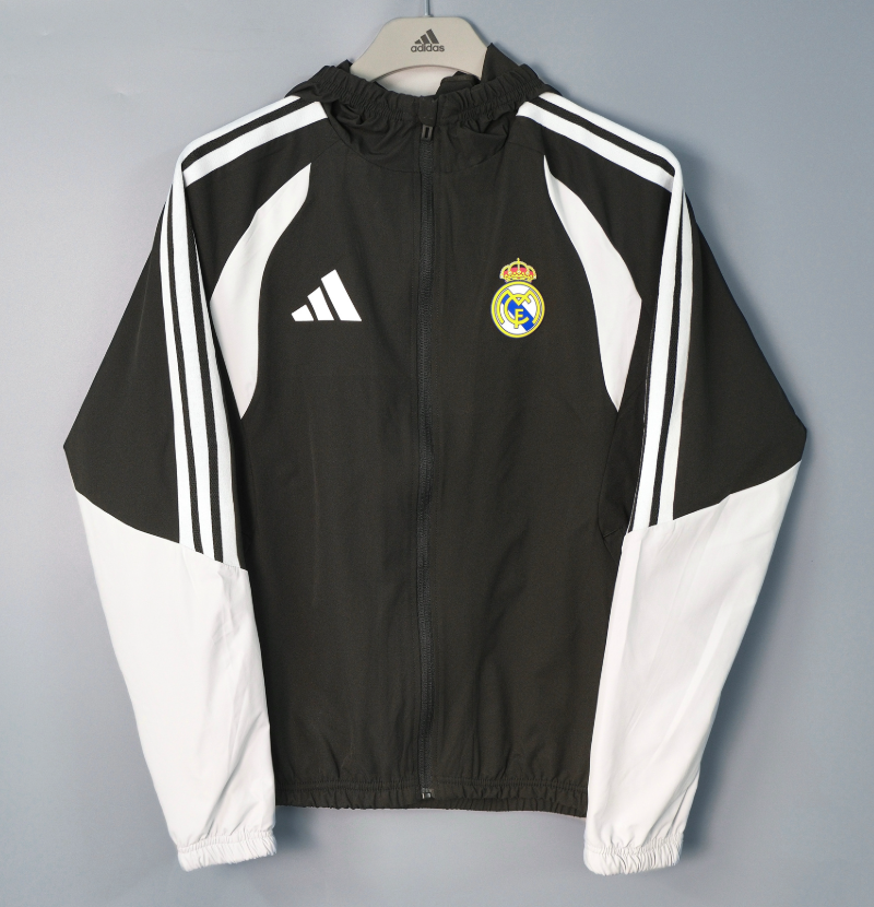 2006 07 Real Madrid  windbreaker Hooded jacket soccer jersey black