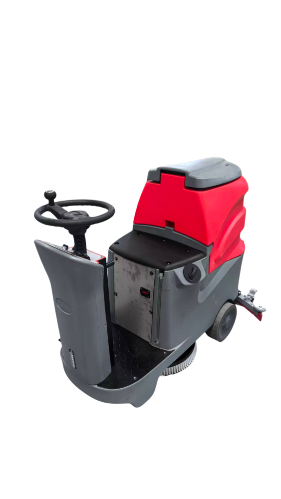 Ride-on floor scrubber