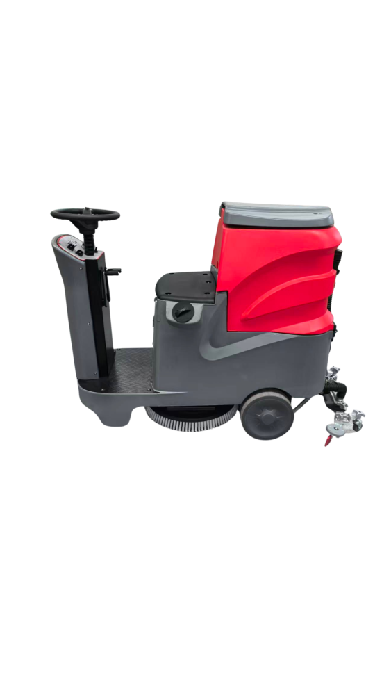 Ride-on floor scrubber