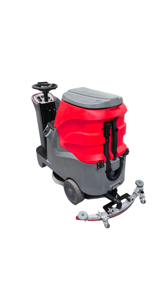 Ride-on floor scrubber